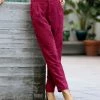 42POPS | Burgundy Corduroy High-Rise Pocket Pants - Women