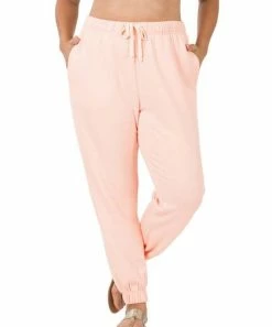 42POPS | Cream Pink Drawstring Pocket Joggers - Plus