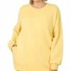 42POPS | Dusty Banana Crewneck Long-Sleeve Pocket Sweatshirt - Plus