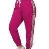 42POPS | Magenta & Brown Leopard Side-Panel Drawstring Sweatpants - Plus