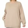 42POPS | Ash Mocha Crewneck Long-Sleeve Pocket Sweatshirt - Plus