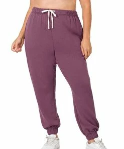 42POPS | Eggplant Drawstring Pocket Joggers - Plus