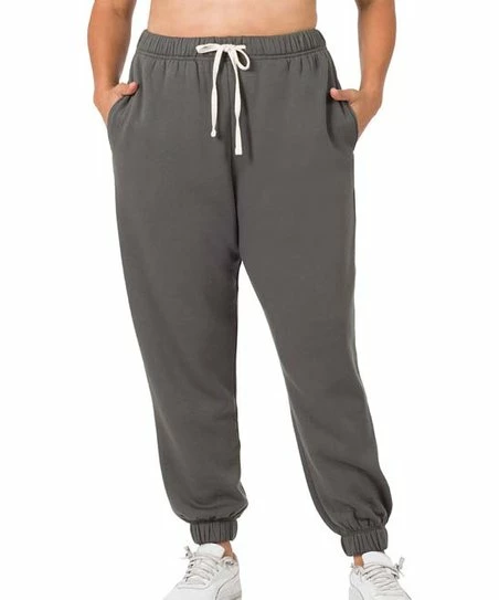 42POPS | Ash Gray Drawstring Pocket Joggers - Plus
