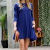42POPS | Light Navy Long-Sleeve Swing Pocket Tunic - Women