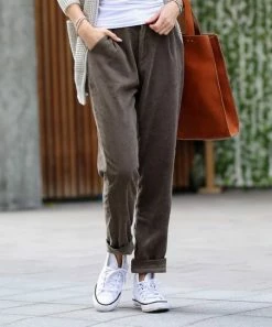 42POPS | Mocha Corduroy Pocket High-Waist Pants - Women