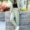 42POPS | Light Green Pocket Zip-Up Hoodie & Pocket Joggers - Women