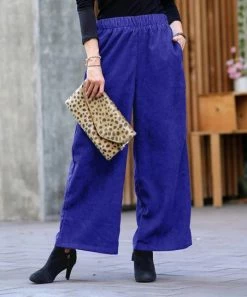 42POPS | Bright Blue Corduroy Pocket Wide-Leg Pants - Women