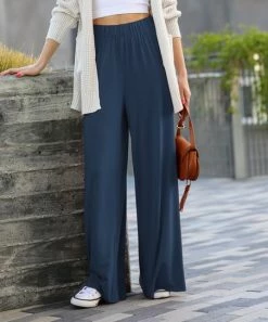 42POPS | Midnight Navy Pocket Wide-Leg Pants - Women