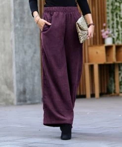 42POPS | Eggplant Corduroy Pocket Wide-Leg Pants - Women