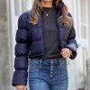 42POPS | Navy Crop Pocket Puffer Jacket - Women