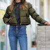 42POPS | Dark Olive Crop Pocket Puffer Jacket - Women