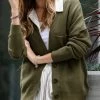 42POPS | Dark Olive & Black Drop-Shoulder Button-Front Cardigan - Women