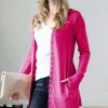 42POPS | Magenta Long-Sleeve Pocket Snap-Button Cardigan - Women