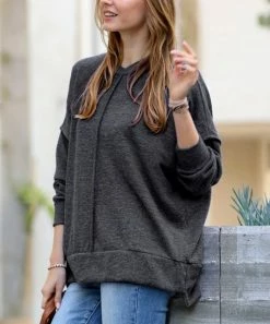 42POPS | Black Brushed Melange Hacci Oversize Sweater - Women
