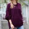 42POPS | Dark Plum Brushed Waffle Exposed-Seam Oversize Sweater - Women