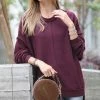42POPS | Eggplant Brushed Waffle Exposed-Seam Oversize Sweater - Women