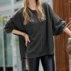 42POPS | Ash Gray Brushed Waffle Exposed-Seam Oversize Sweater - Women
