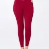 42POPS | Burgundy Wide-Waistband Moto Leggings - Women