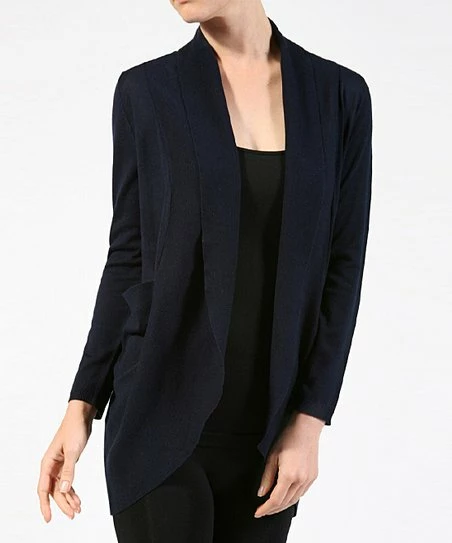 42POPS | Navy Pocket Cocoon Open Cardigan - Women