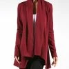 42POPS | Burgundy Fleece Shawl Collar Open Cardigan - Women