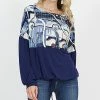42POPS | Navy & White Abstract Color Block Drawstring Dolman Top - Women