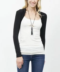 42POPS | Black Long-Sleeve Fitted Bolero - Women