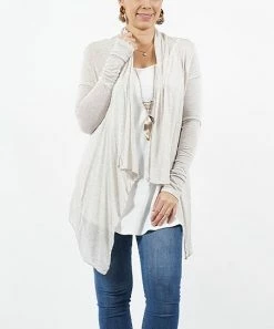 42POPS | Oatmeal Sheer Open Cardigan - Women
