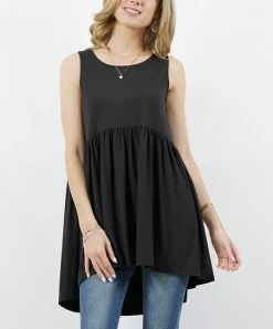 42POPS | Black Sleeveless Empire Waist Tunic - Women