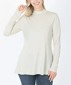 42POPS | Bone Mock Neck Long-Sleeve Top - Women
