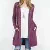42POPS | Eggplant Snap-Button Pocket Cardigan - Women