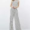42POPS | White & Black Stripe Sleeveless Pocket Jumpsuit - Plus