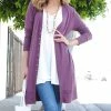 42POPS | Lilac Gray Longline Snap Pocket Cardigan - Women