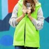 42POPS | Neon Lime Pocket Sherpa Hi-Low Hooded Vest - Women