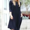 42POPS | Navy Three-Quarter Sleeve Pocket Midi Dress - Women